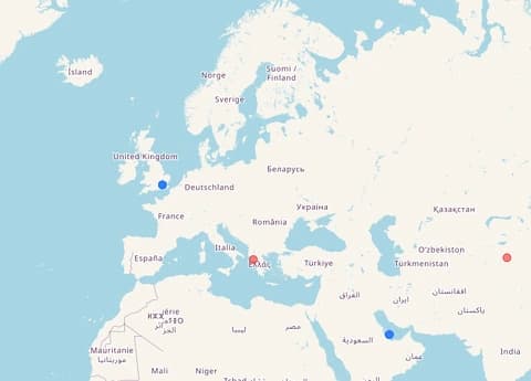 Azimuth live intelligence map — Europe and Middle East view