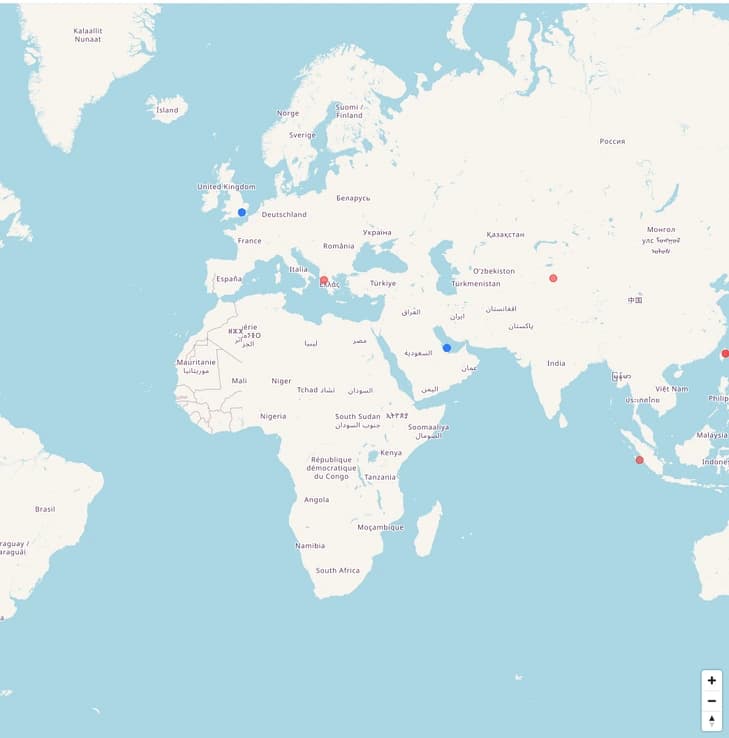 Azimuth live intelligence map showing real-time global events